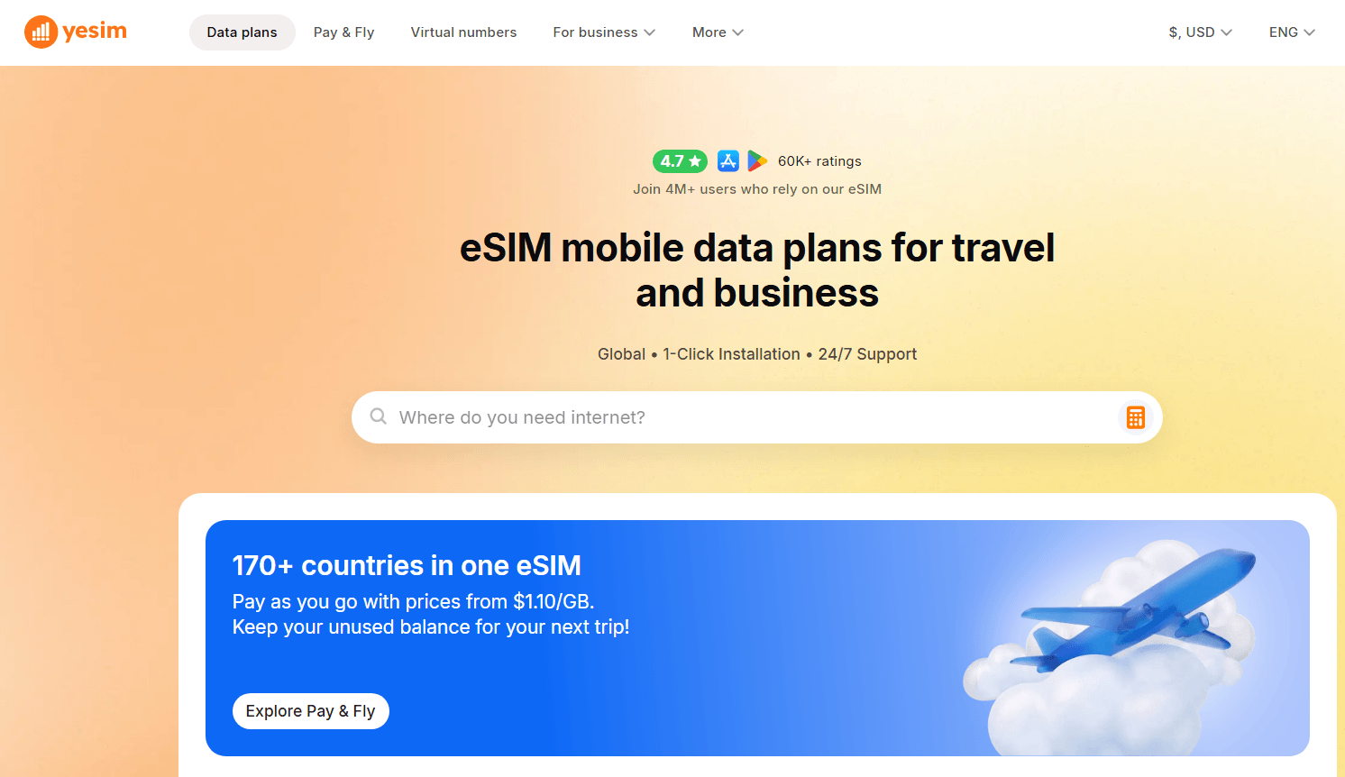 Yesim review: pay-as-you-go data and virtual phone numbers screenshot